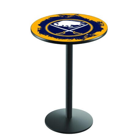 Holland Bar Stool Co 42" Blk Wrinkle Buffalo Sabres Pub Table L214B4228BufSab